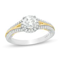 Enchanted Disney Anna 1 CT. T.w. Diamond Frame Split Shank Engagement Ring in 14K Two-Tone Gold
