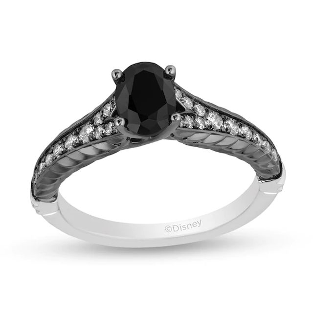 Enchanted Disney Villains Maleficent 1 CT. T.w. Black and White Diamond Engagement Ring in 14K Two-Tone Gold