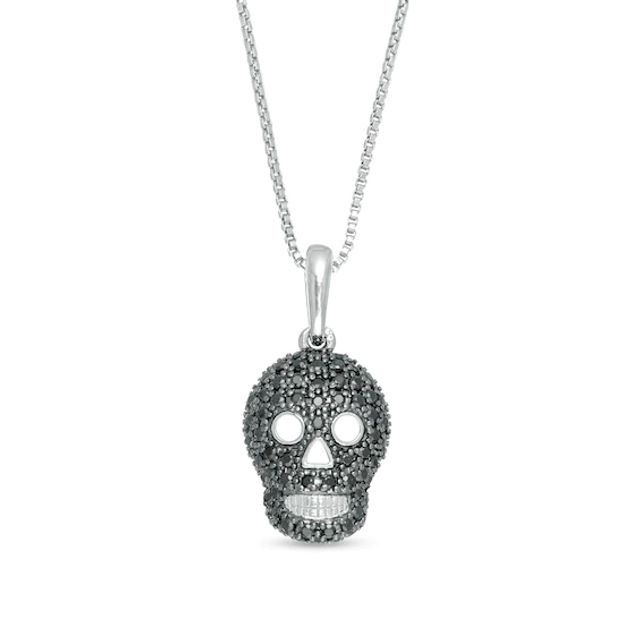 1/4 CT. T.w. Black Diamond Skull Pendant in Sterling Silver