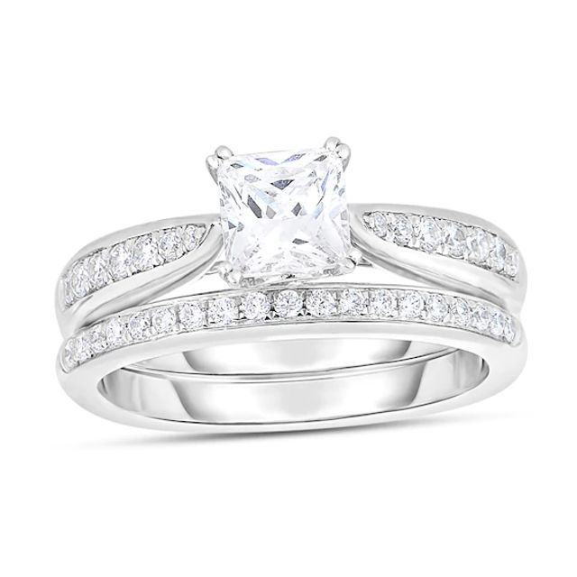 1-1/3 CT. T.w. Princess-Cut Diamond Bridal Set in 14K White Gold