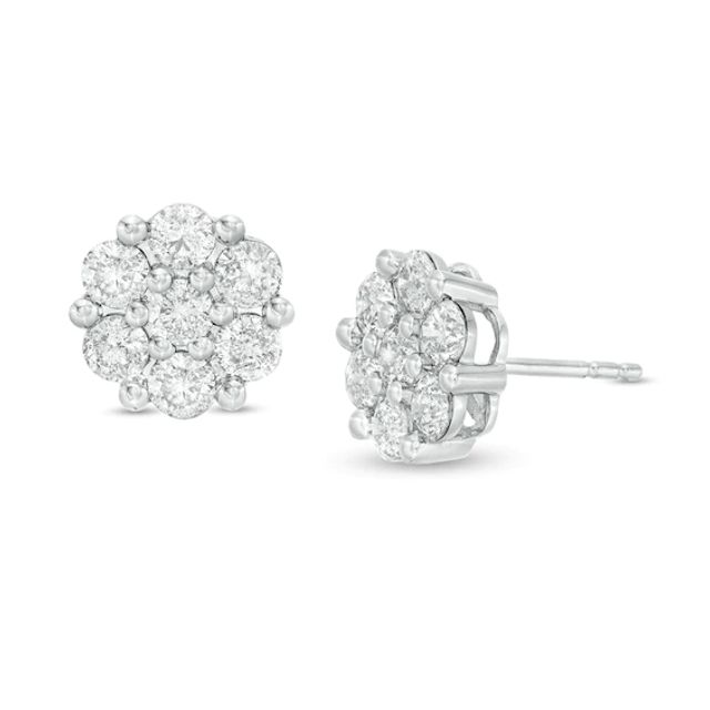 2 CT. T.w. Diamond Frame Stud Earrings in 10K White Gold