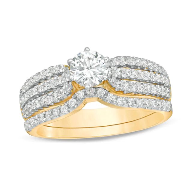 1 CT. T.w. Diamond Multi-Row Bridal Set in 14K Gold