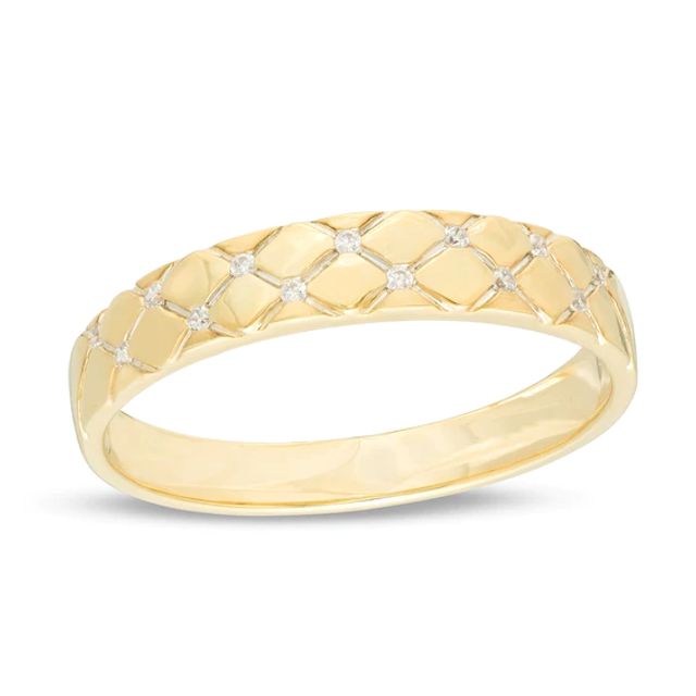 1/20 CT. T.w. Diamond Quilted Wedding Band in 10K Gold