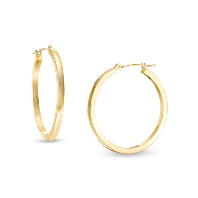 2.0 x 30.0mm Square Tube Hoop Earrings in 14K Gold