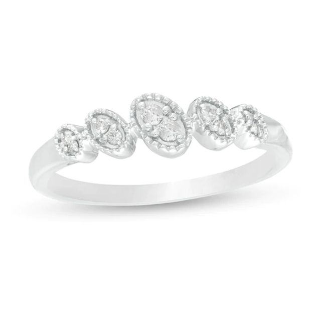 1/15 CT. T.w. Diamond Slant Oval Frame Vintage-Style Stackable Band in 10K White Gold