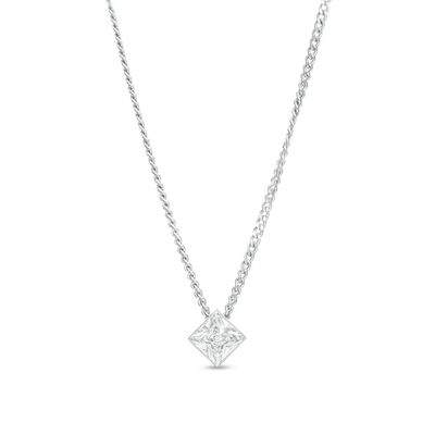 1/ CT. Princess-Cut Diamond Solitaire Pendant in 14K White Gold