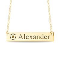 Engravable Name Soccer Ball Bar Sport Necklace in 10K White, Yellow or Rose Gold (2 Lines)