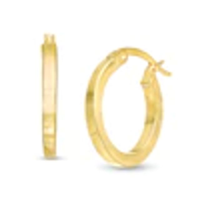 2.0 x 15.0mm Square Tube Hoop Earrings in 10K Gold