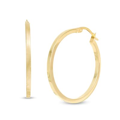 2.0 x 30.0mm Square Tube Hoop Earrings in 10K Gold