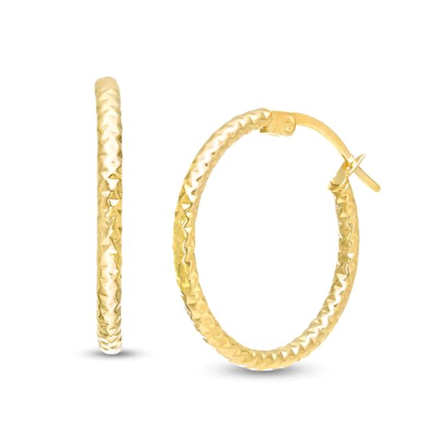 2.0 x 20.0mm Diamond-Cut Tube Hoop Earrings in 10K Gold
