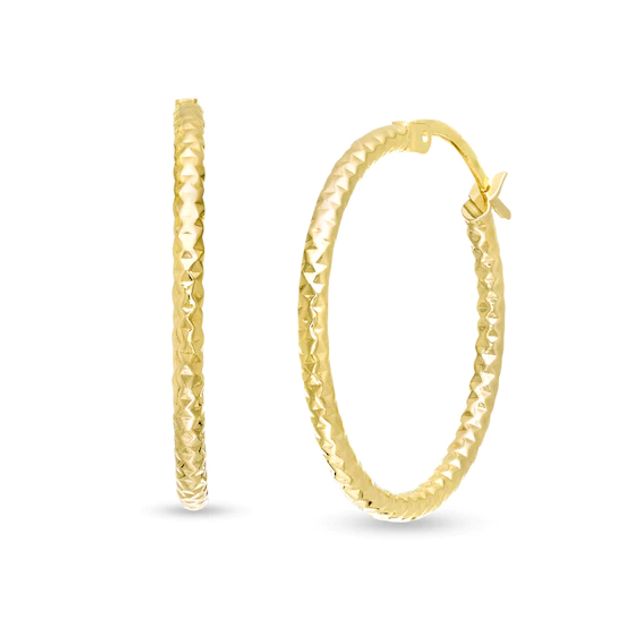 2.0 x 25.0mm Diamond-Cut Tube Hoop Earrings in 10K Gold