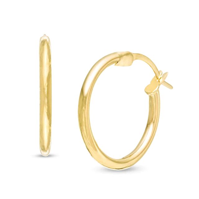 1.5 x 15.0mm Hoop Earrings in 10K Gold