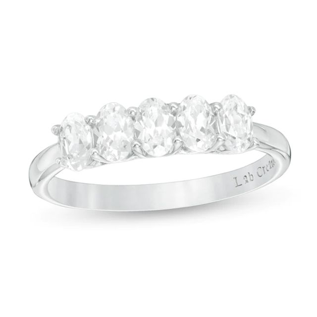 1 CT. T.w. Certified Oval Lab-Created Diamond Five Stone Anniversary Band in 14K White Gold (F/Si2)