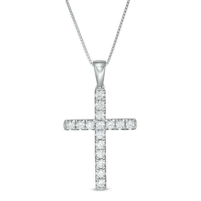 1/2 CT. T.w. Certified Lab-Created Diamond Cross Pendant in 14K White Gold (F/Si2)