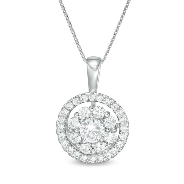 1 CT. T.w. Certified Lab-Created Diamond Double Frame Pendant in 14K White Gold (F/Si2)