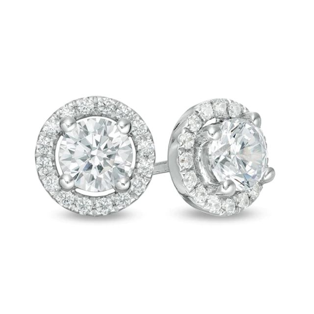 1 CT. T.w. Certified Lab-Created Diamond Frame Stud Earrings in 14K White Gold (F/Si2)