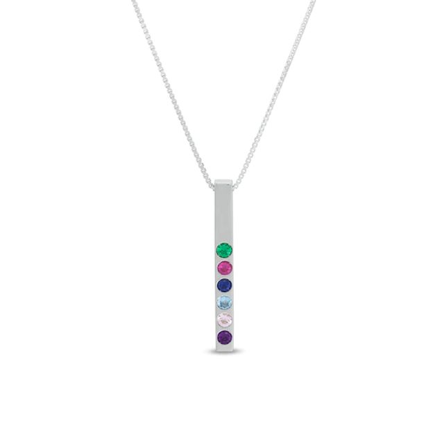 Mother's Birthstone Vertical Bar Pendant (1-7 Stones)