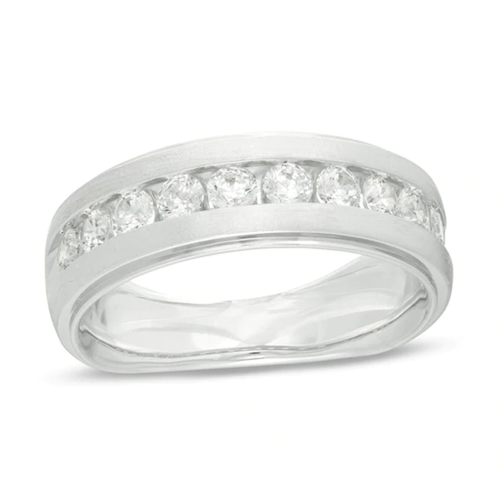 1 CT. T.w. Diamond Satin Wedding Band in 10K White Gold