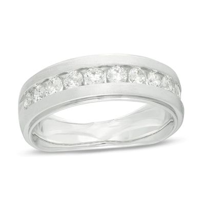 1 CT. T.w. Diamond Satin Wedding Band in 10K White Gold