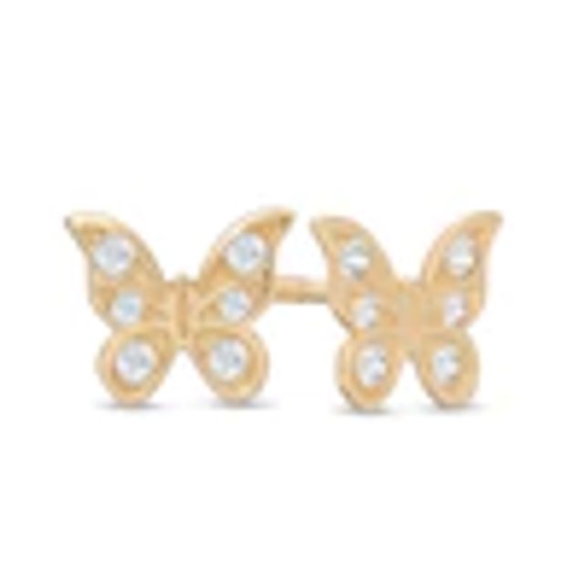 Child's Cubic Zirconia Butterfly Stud Earrings in 14K Gold