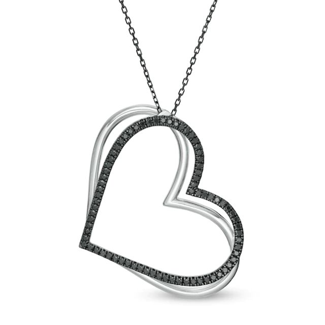 The Kindred Heart from Vera Wang Love Collection 5/8 CT. T.w. Black Diamond Pendant in Sterling Silver - 19"