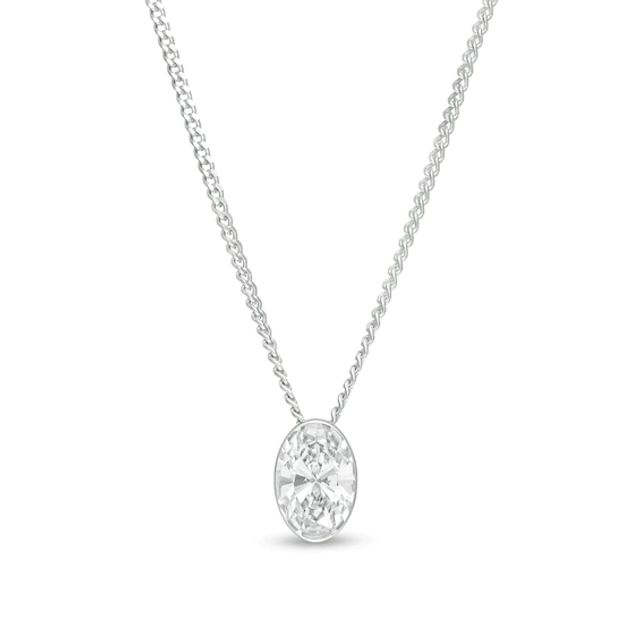 1/3 CT. Oval Diamond Solitaire Pendant in 14K White Gold