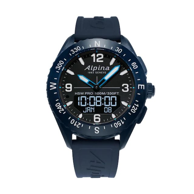 Men's Alpina AlpinerX Blue Strap Watch with Black Dial (Model: Al-283Lbn5Naq6)