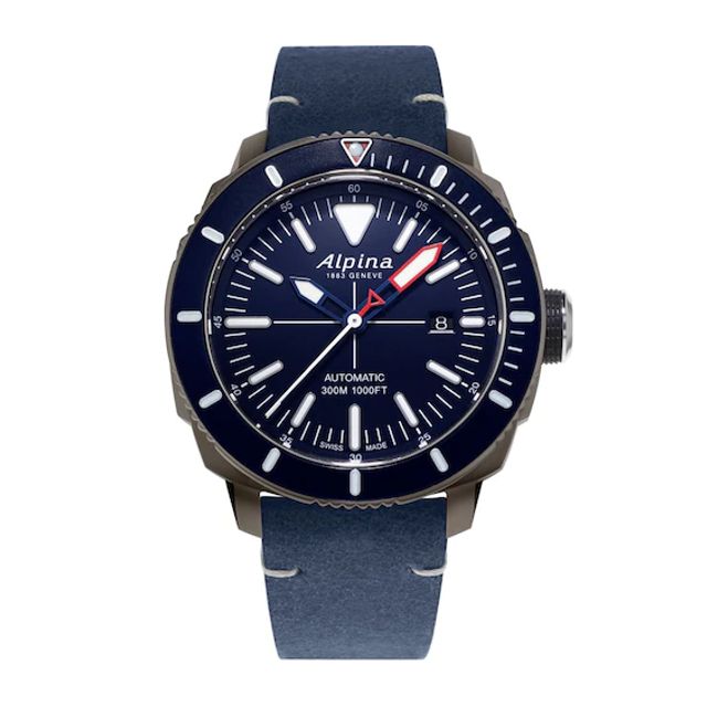 Men's Alpina Seastrong Diver 300 Automatic Strap Watch with Blue Dial (Model: Al-525Lnn4Tv6)