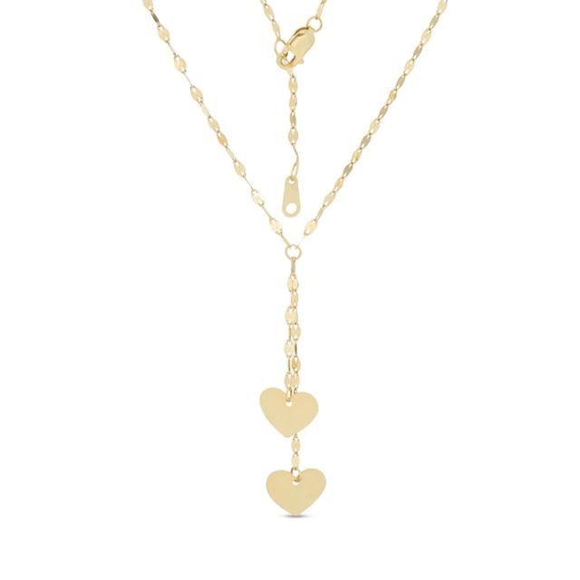 Made in Italy Double Heart Lariat Necklace in 10K Gold