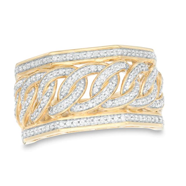 Men's 1/2 CT. T.w. Diamond Curb Link Ring in 10K Gold