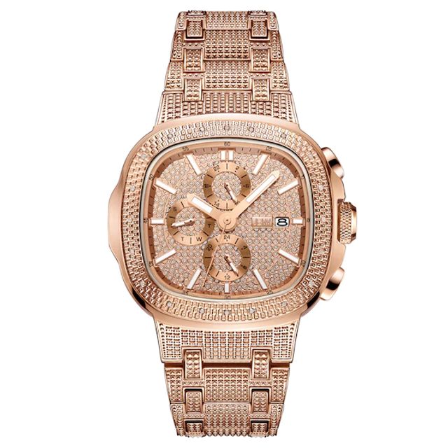 Men's JBW Heist 1/5 CT. T.w. Diamond Chronograph 18K Rose Gold Plate Watch with Square Dial (Model: J6380C)