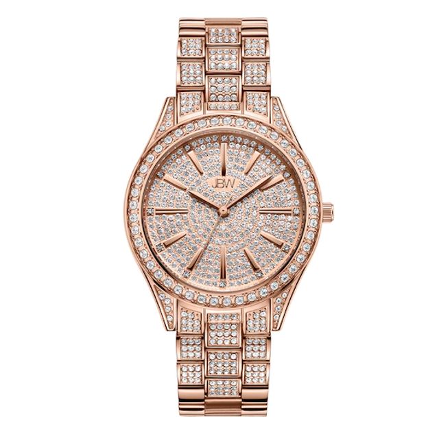 Ladies' JBW Cristal 34 1/8 CT. T.w. Diamond and Crystal 18K Rose Gold Plate Watch (Model: J6383B)