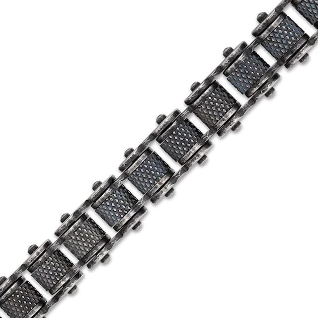 Men's 14.0mm Antique-Finish Motorcycle Chain Bracelet in Stainless Steel - 9.0"