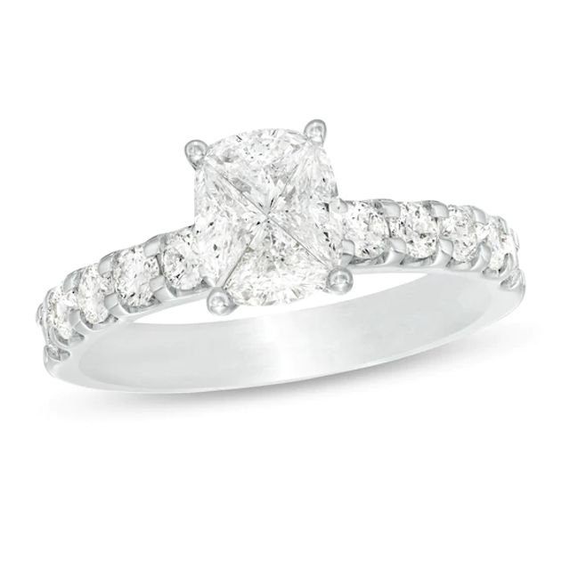 1-1/4 CT. T.w. Composite Diamond Cushion-Shaped Engagement Ring in 14K White Gold