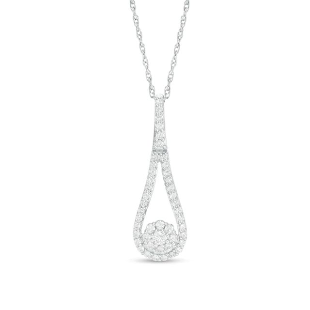 1/2 CT. T.w. Composite Diamond Frame Teardrop Pendant in 10K White Gold