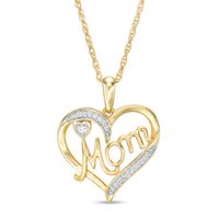 1/20 CT. T.w. Diamond Heart Mom Pendant in 10K Gold