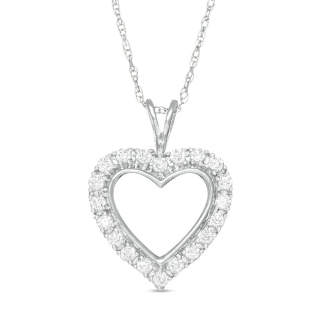 1/4 CT. T.w. Diamond Heart Outline Pendant in 10K White Gold