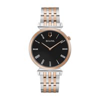 Men's Bulova Regatta Two-Tone Watch with Black Dial (Model: 98A234)