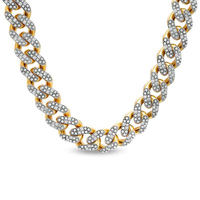 Men's 4-1/6 CT. T.w. Diamond Curb Chain Necklace in Hollow 10K Gold - 24"