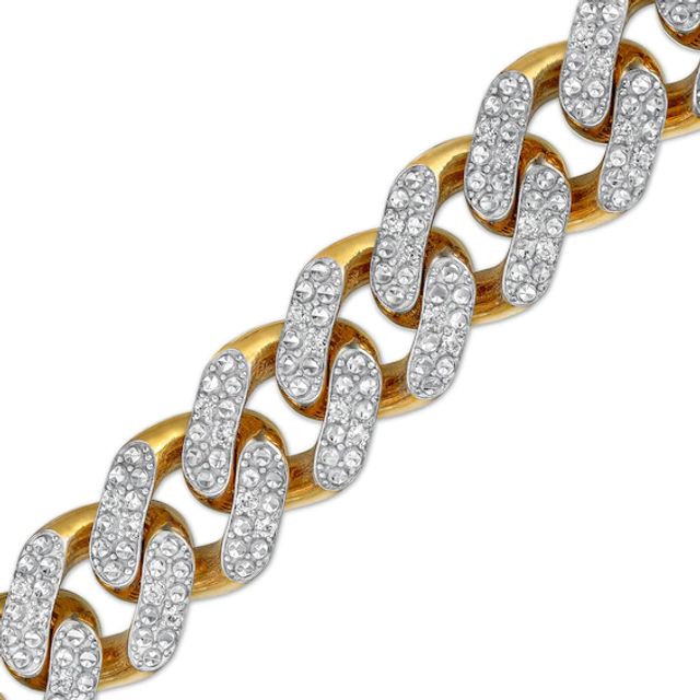 Men's 1-3/8 CT. T.w. Diamond Curb Chain Bracelet in Hollow 10K Gold - 8.5"