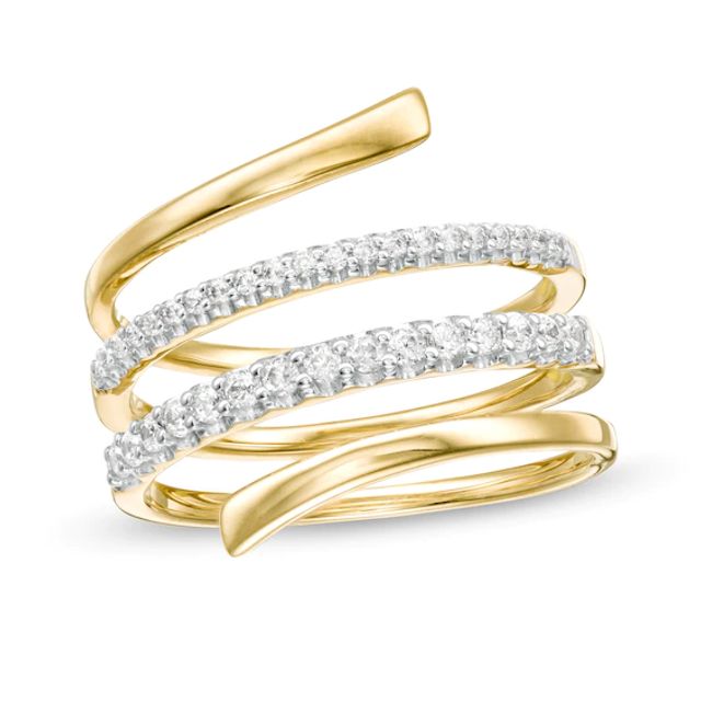1/10 CT. T.w. Diamond Multi-Row Spiral Ring in 10K Gold - Size 7