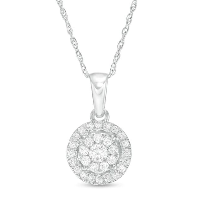 1/4 CT. T.w. Diamond Double Frame Pendant in 10K White Gold