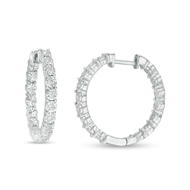 1/4 CT. T.w. Diamond Illusion Inside-Out Hoop Earrings in Sterling Silver
