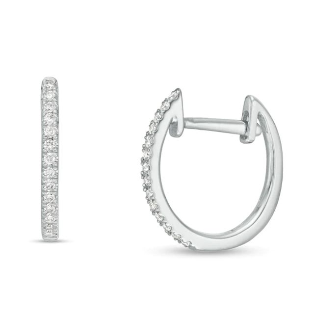 1/10 CT. T.w. Diamond Huggie Hoop Earrings in 10K White Gold