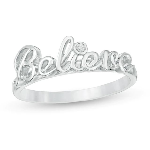 Diamond Accent "Believe" Ring in Sterling Silver