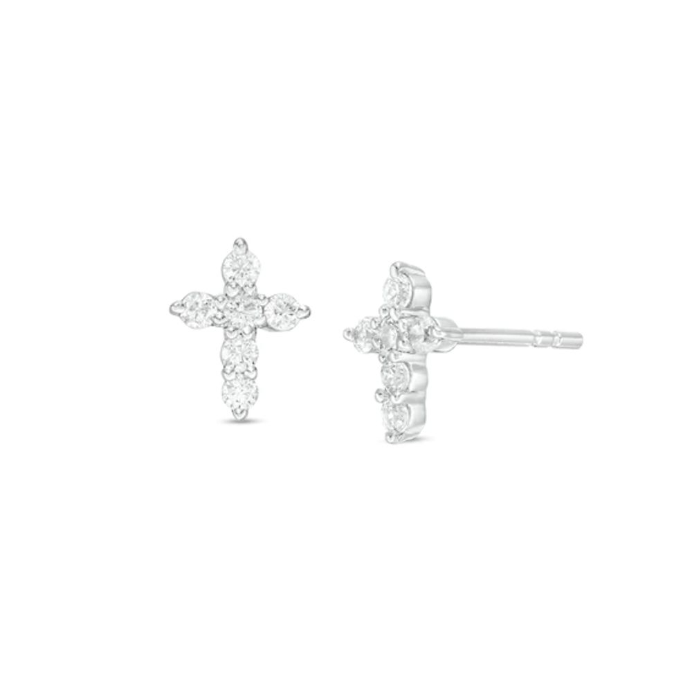 1/5 CT. T.w. Diamond Cross Stud Earrings in 14K White Gold