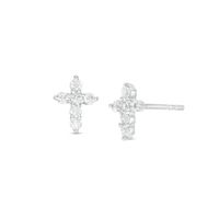 1/5 CT. T.w. Diamond Cross Stud Earrings in 14K White Gold