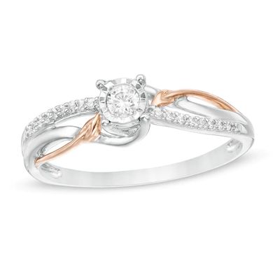 Cherished Promise Collectionâ¢ 1/5 CT. T.w. Diamond Bypass Promise Ring in 10K Two-Tone Gold