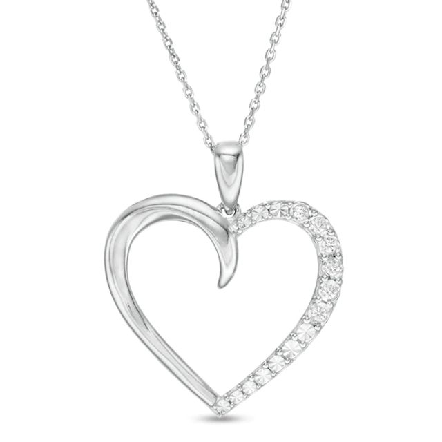 1/10 CT. T.w. Diamond Heart Outline Pendant in Sterling Silver