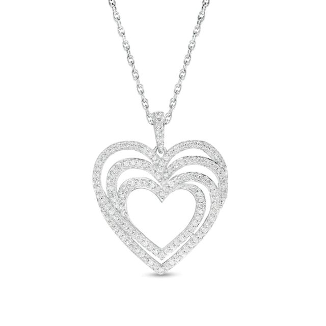 1/2 CT. T.w. Diamond Triple Heart Swirl Pendant in Sterling Silver